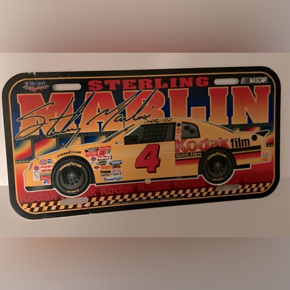 Sterling Marlin #4 Nascar Plastic License Plate NWT